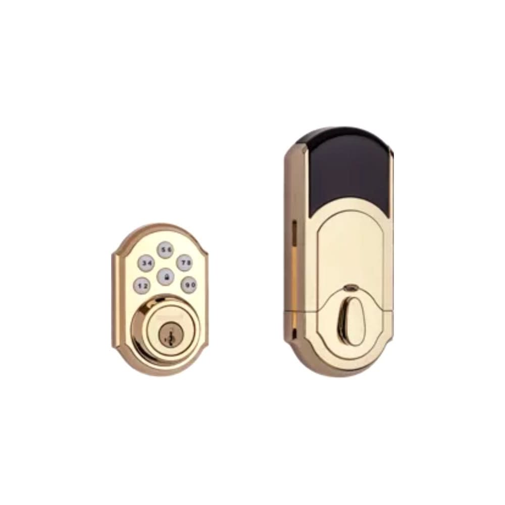 Kwikset Polished Brass Keyless Entry Electronic Single Cylinder Deadbolt - Ascmtools