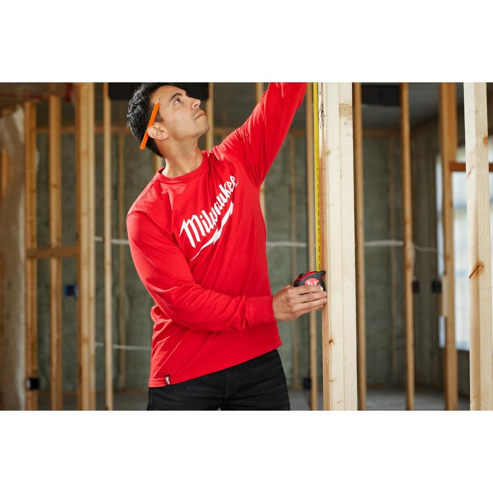 Milwaukee Heavy Duty T-Shirt Big Logo Long Sleeve Red - Ascmtools