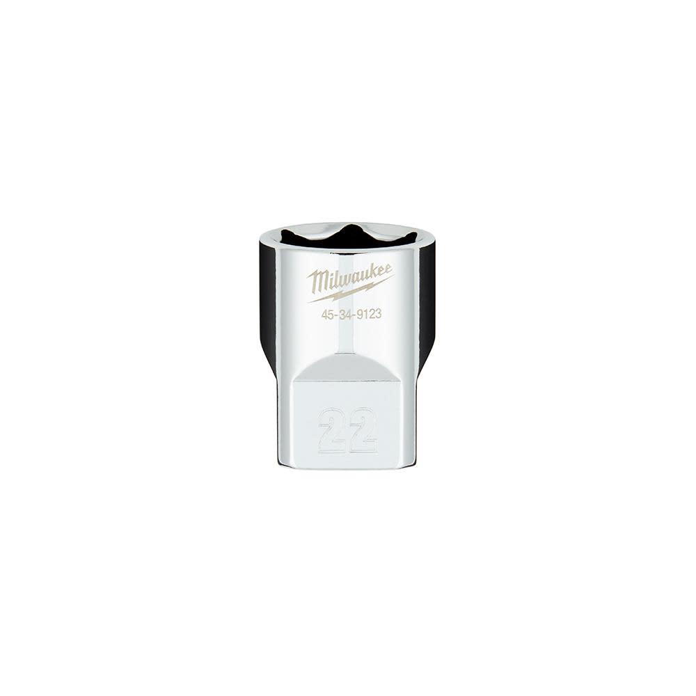 Milwaukee 1/2 in. Drive 22MM Metric 6-Point Socket with FOUR FLAT Sides - Ascmtools