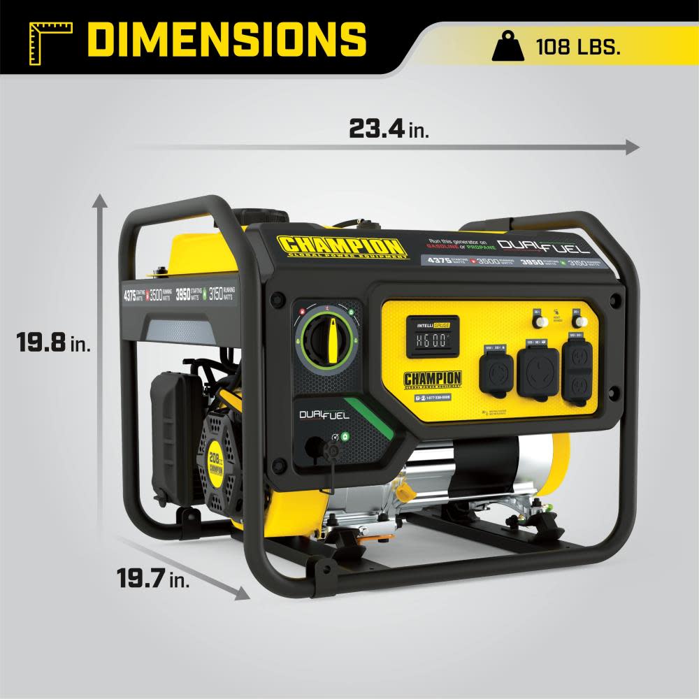 Champion Power Equipment Generator Dual Fuel Portable 3500 Watt - Ascmtools
