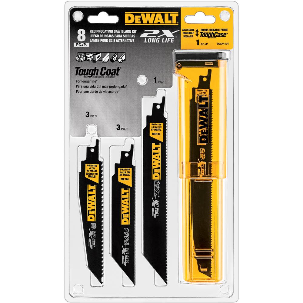 DEWALT 8-Piece 2X Recip Blade Set with Tough Case - Ascmtools