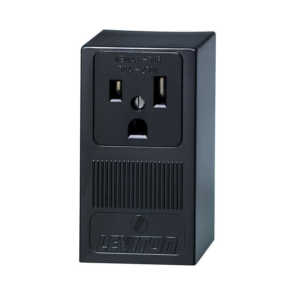 Leviton 2 Pole Grounded Single Outlet Receptacle 50A 250V Black - Ascmtools