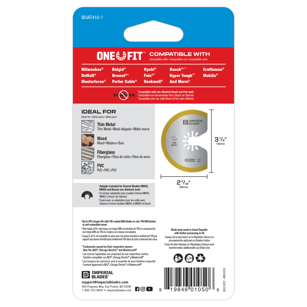 Imperial Blades One Fit 3-1/8″ Storm Titanium Thin Metal Segment Blade 1PC - Ascmtools
