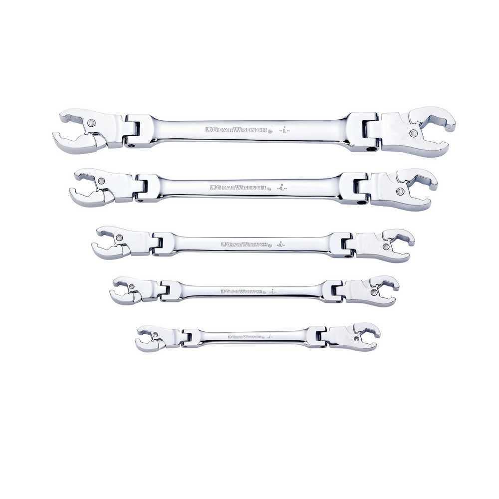 GEARWRENCH Ratcheting Flex Flare Nut Wrench Set 5 Pc. SAE - Ascmtools