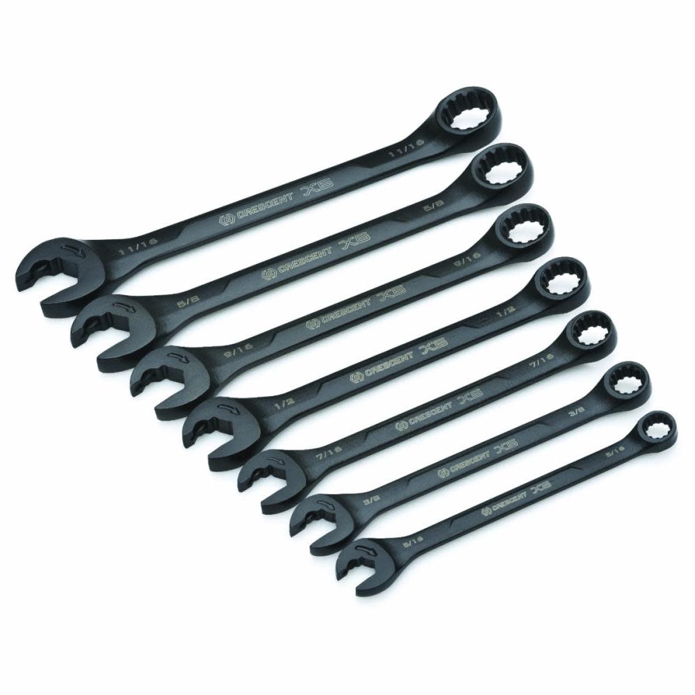 Crescent X6 Ratcheting Wrench Set 7 Pc. Combination with Spline Open End - Ascmtools