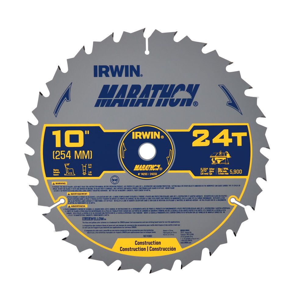 Irwin Marathon Carbide Table/Miter Circular Blade 10″ 24T - Ascmtools