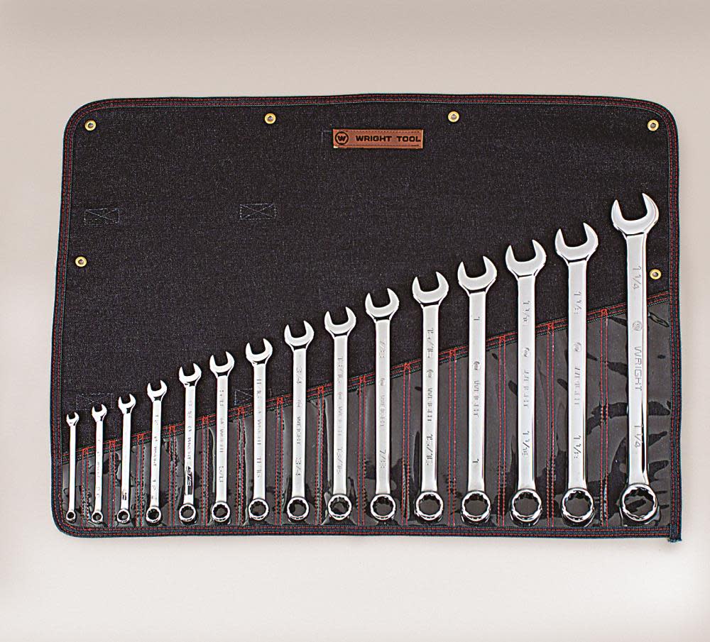 Wright Tool 15 pc. Full Polish Combination Wrench Set - Ascmtools