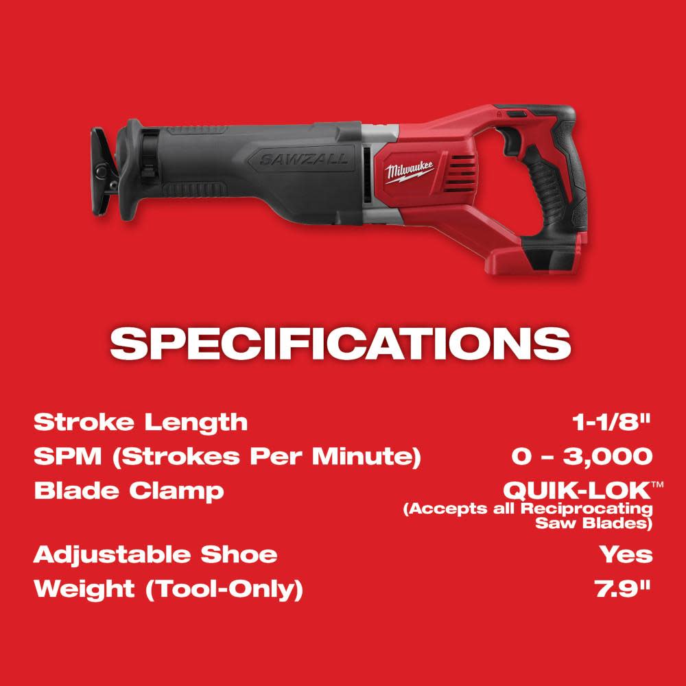 Milwaukee M18 SAWZALL Reciprocating Saw - Ascmtools