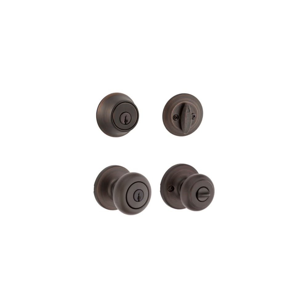 Kwikset Venetian Bronze Cove Door Knob & Single Cylinder Deadbolt Set - Ascmtools