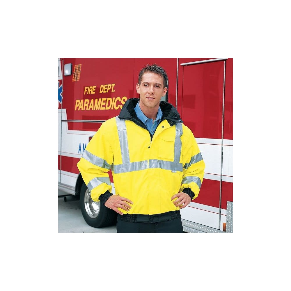 Occunomix Hi-Vis Yellow Premium Four-Way Original Bomber Jacket Medium - Ascmtools