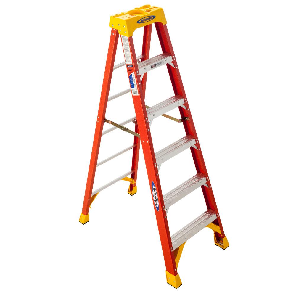 Werner 6ft Type IA Fiberglass Step Ladder 6206 - Ascmtools