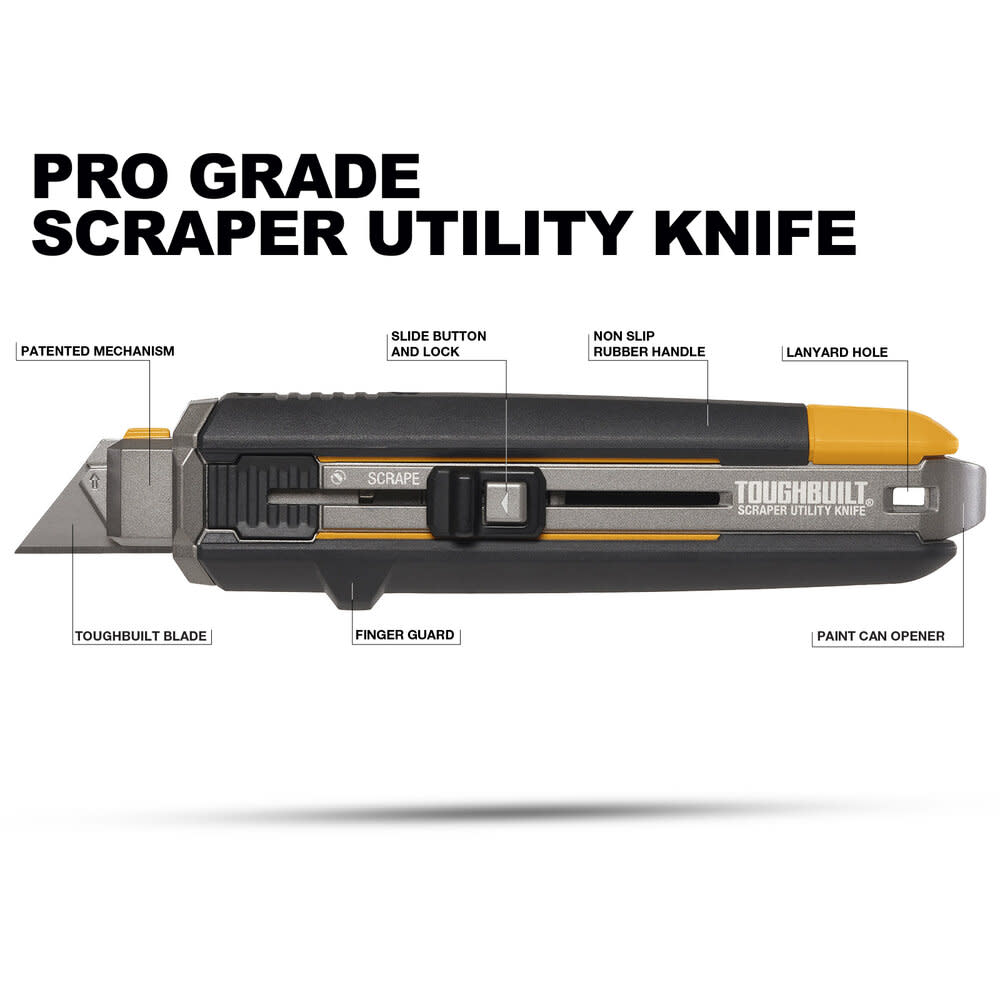 Toughbuilt Scraper Utility Knife with 5 Blades - Ascmtools