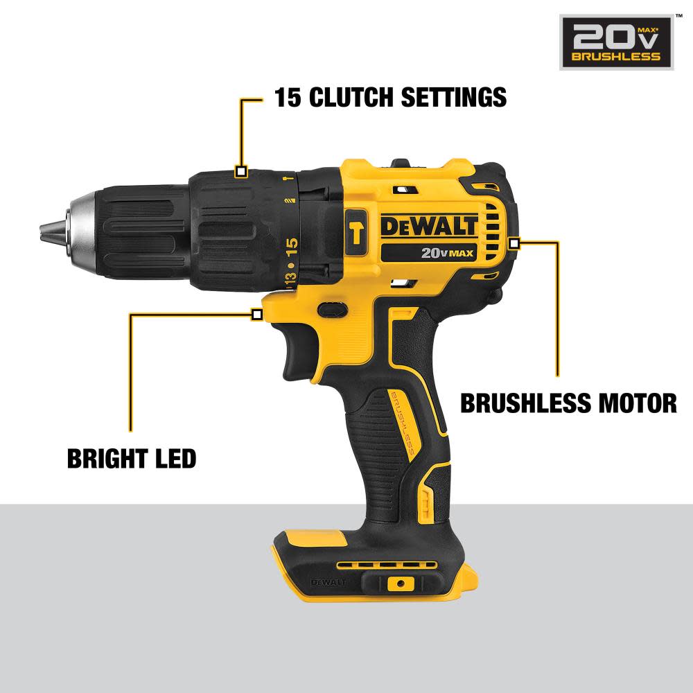 DEWALT 20V MAX Brushless Cordless 1/2 in. Hammer Drill/Driver (Tool Only) - Ascmtools