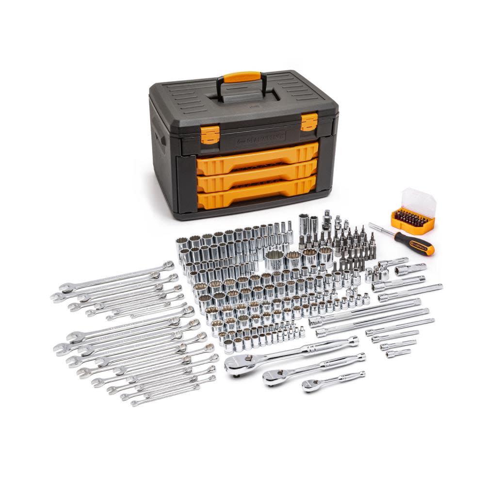 GEARWRENCH 243 Pc. 12 Point Mechanics Tool Set in 3 Drawer Storage Box - Ascmtools