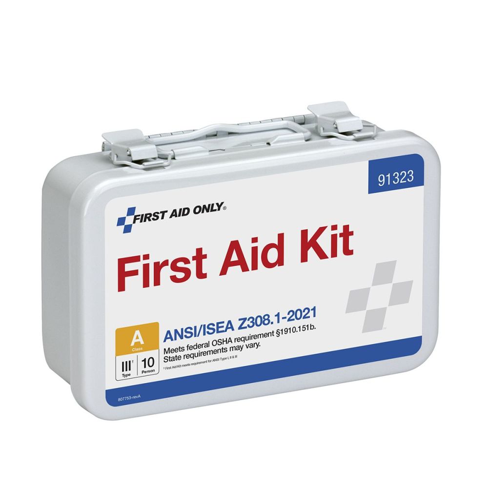 First Aid Only First Aid Kit 10 Person Metal Case ANSI Portable - Ascmtools