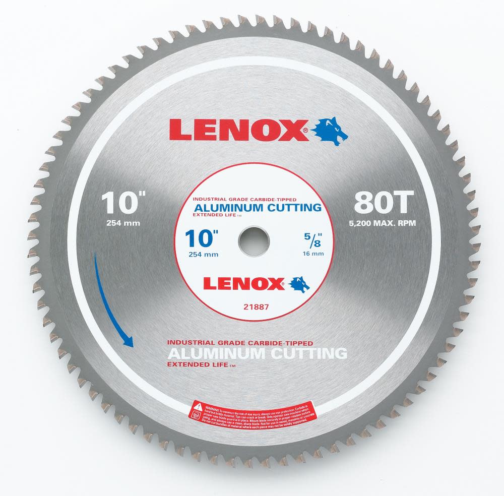 Lenox 10 In. 80TPI Aluminum Circular Saw Blade - Ascmtools