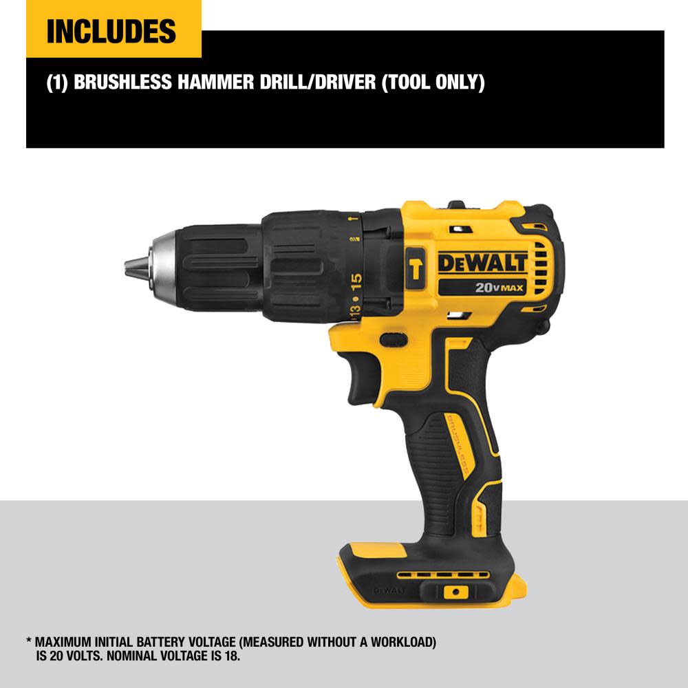 DEWALT 20V MAX Brushless Cordless 1/2 in. Hammer Drill/Driver (Tool Only) - Ascmtools