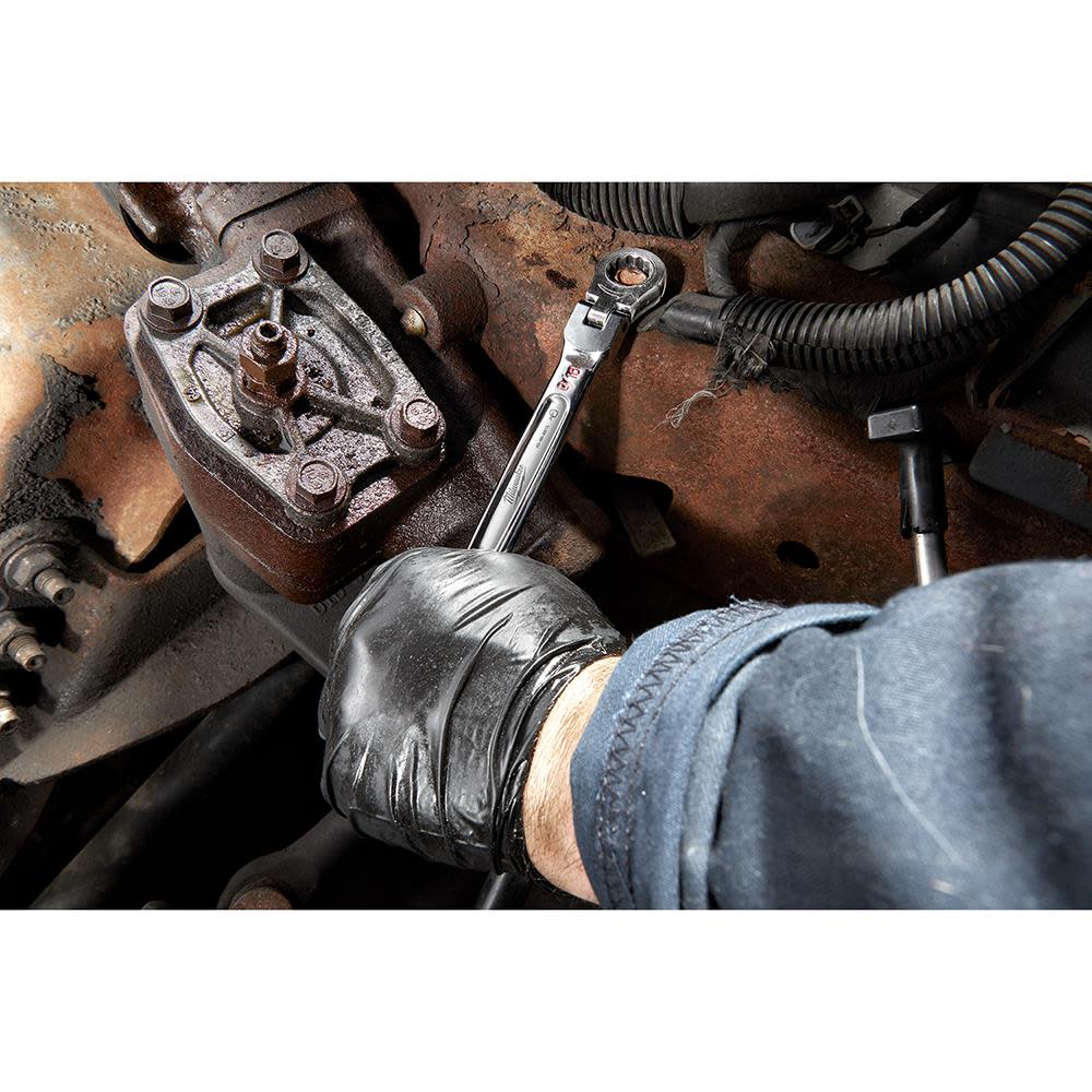 Milwaukee Combination Wrench Metric Flex Head Ratcheting Set 7pc - Ascmtools