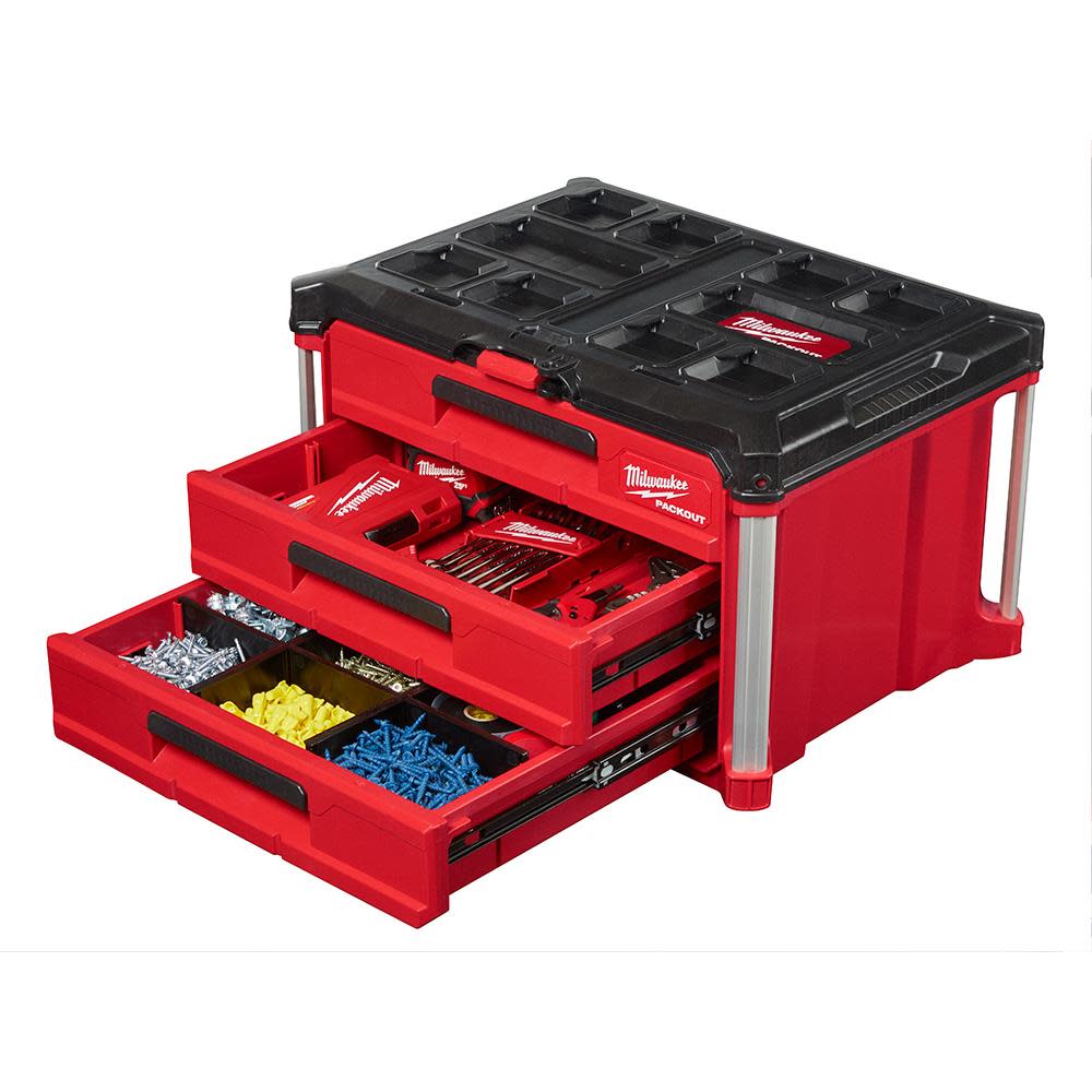Milwaukee PACKOUT XL Tool Box and 3 Drawer Tool Box with Dolly - Ascmtools