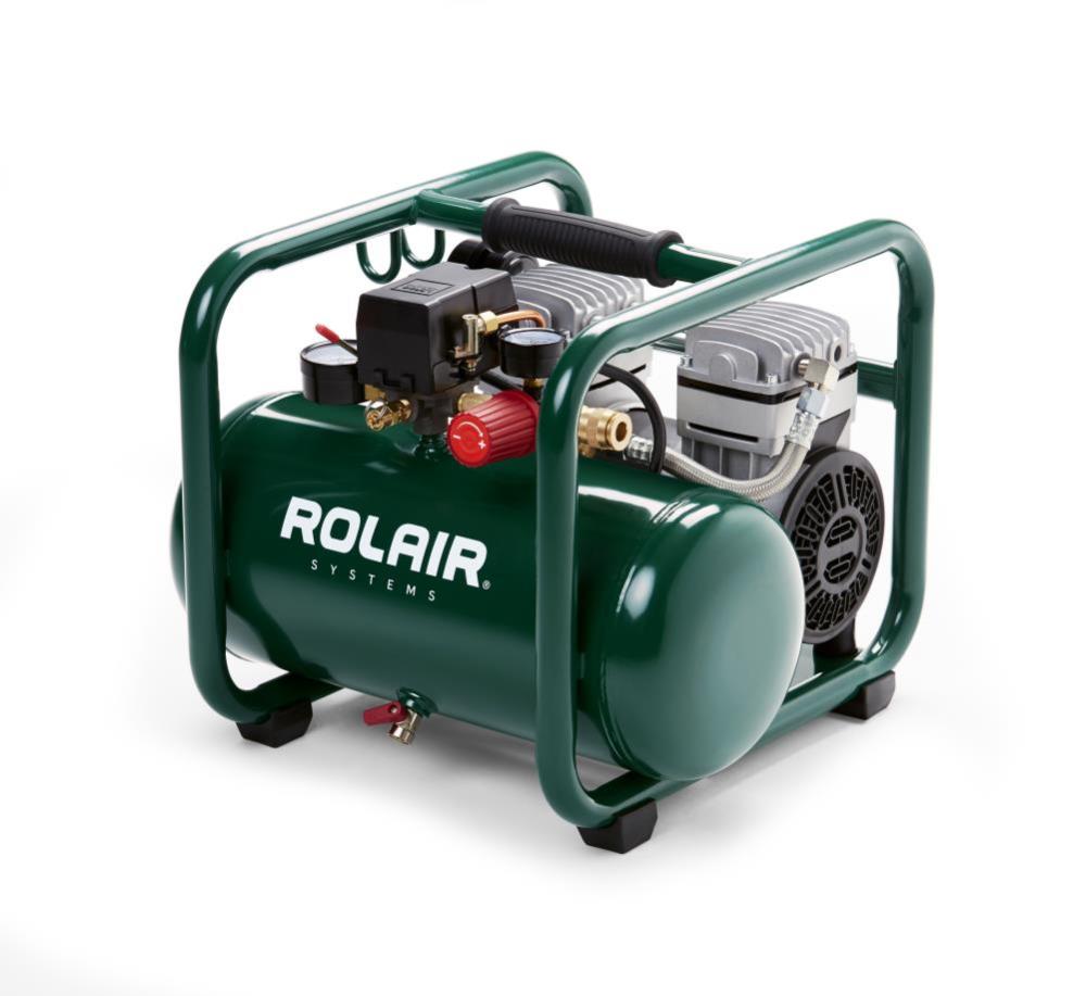 Rolair 1 HP – Ultra-Quiet (115V) 2.4CFM90PSI 2.5 Gall Oil Less Compressor - Ascmtools