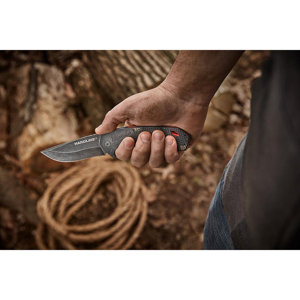 Milwaukee 3.5 in. HARDLINE Smooth Recurve Drop Point Blade Pocket Knife - Ascmtools