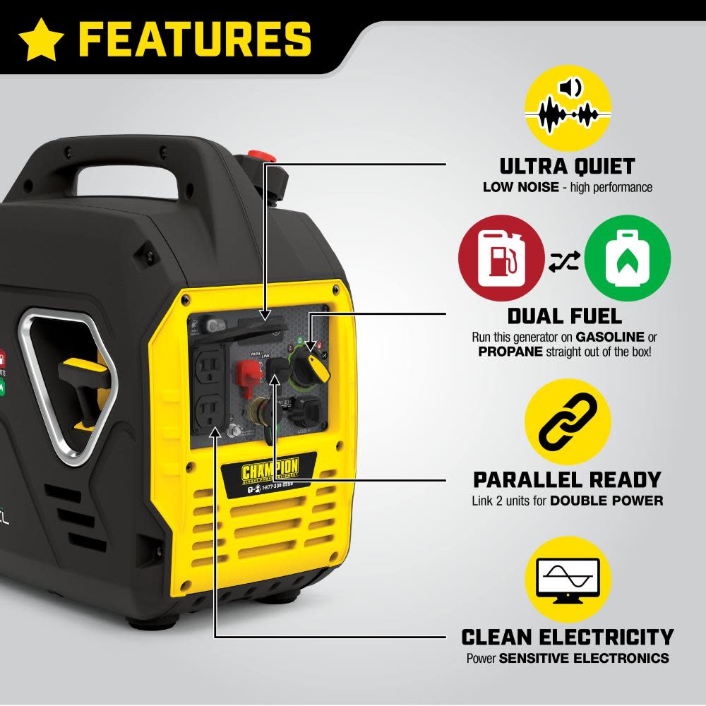 Champion Power Equipment 2000-Watt Ultralight Portable Dual Fuel Inverter Generator - Ascmtools