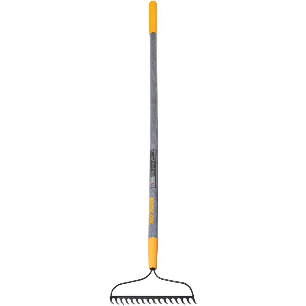 True Temper 16-Tine Welded Bow Rake With Wood Handle - Ascmtools
