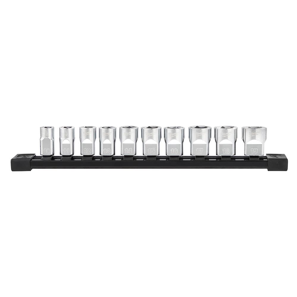 Milwaukee 10pc 3/8 in. Metric Sockets with FOUR FLAT Sides - Ascmtools