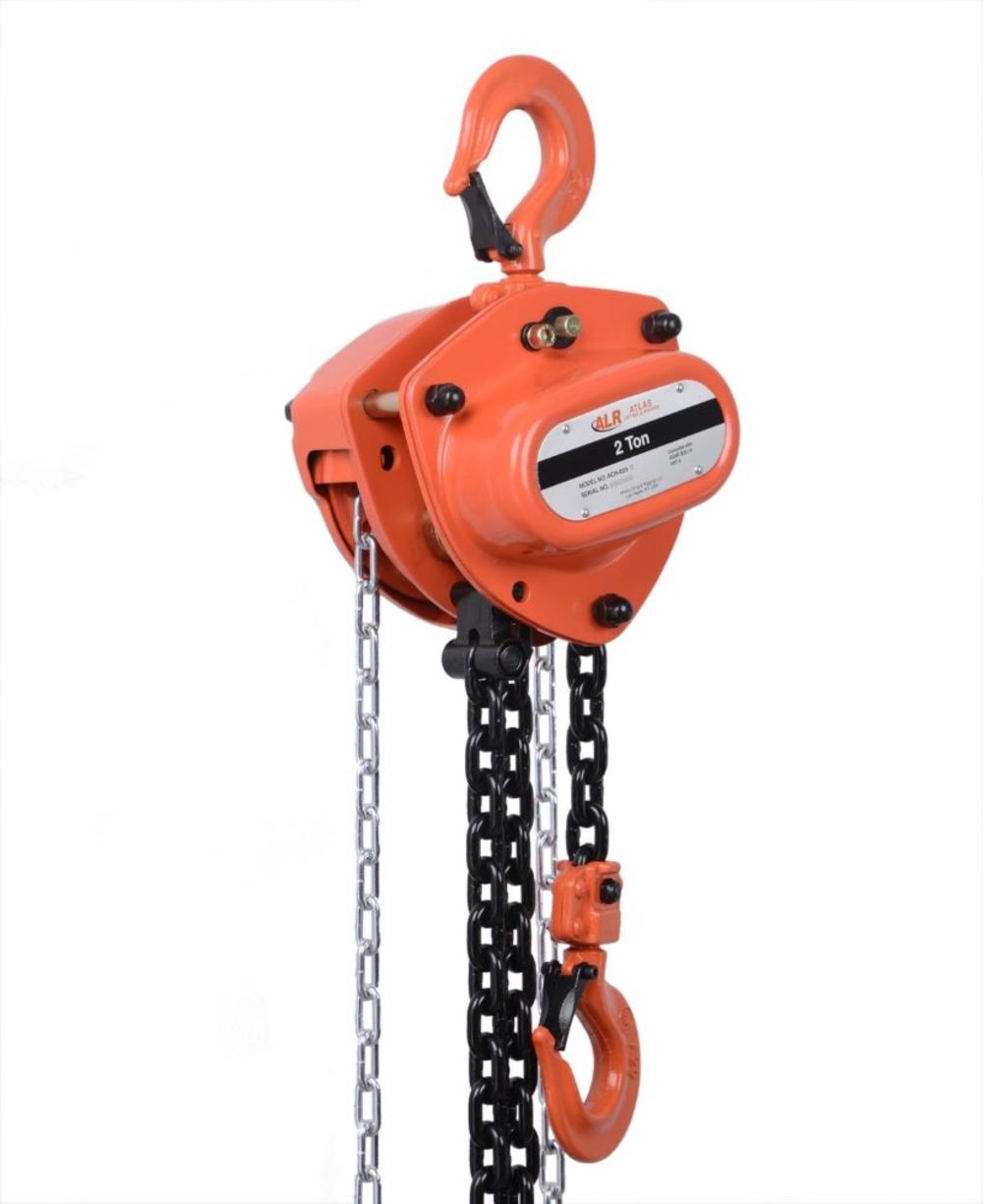 Atlas Lifting and Rigging Chain Hoist 2 Ton 15′ Chain with Overload Protection - Ascmtools