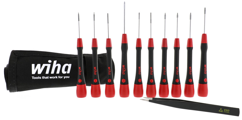 Wiha Screwdriver and Tweezers Smartphone Set & Pouch 11pc - Ascmtools