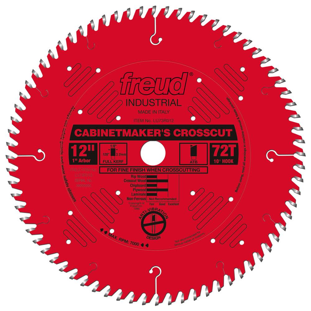 Freud 12 In. x 72T Cabinetmakers Crosscut Blade - Ascmtools