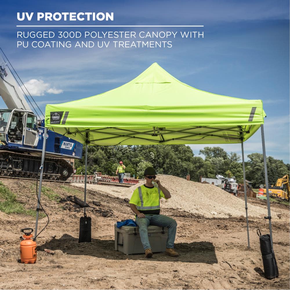 Ergodyne Shax 6051 Single Lime Heavy Duty Pop Up Tent Kit 10′ x 10′ - Ascmtools