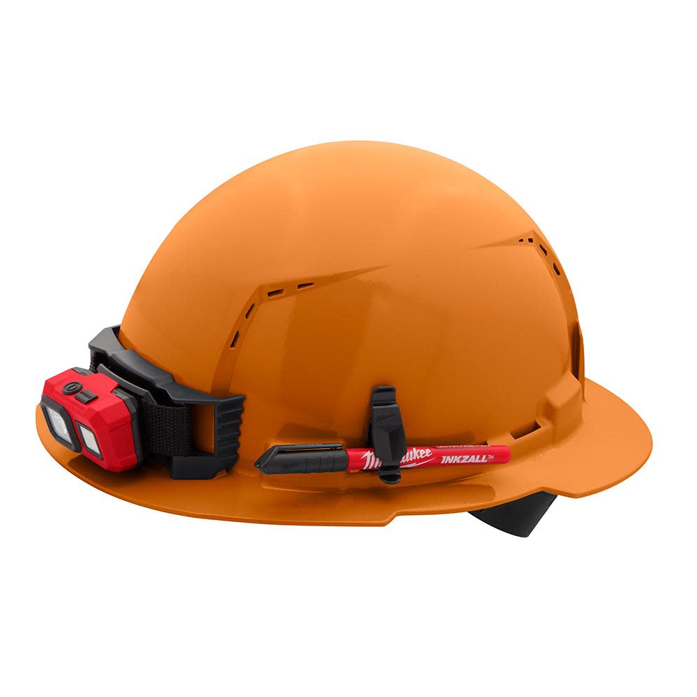 Milwaukee Orange Full Brim Vented Hard Hat with 4pt Ratcheting Suspension Type 1 Class C - Ascmtools