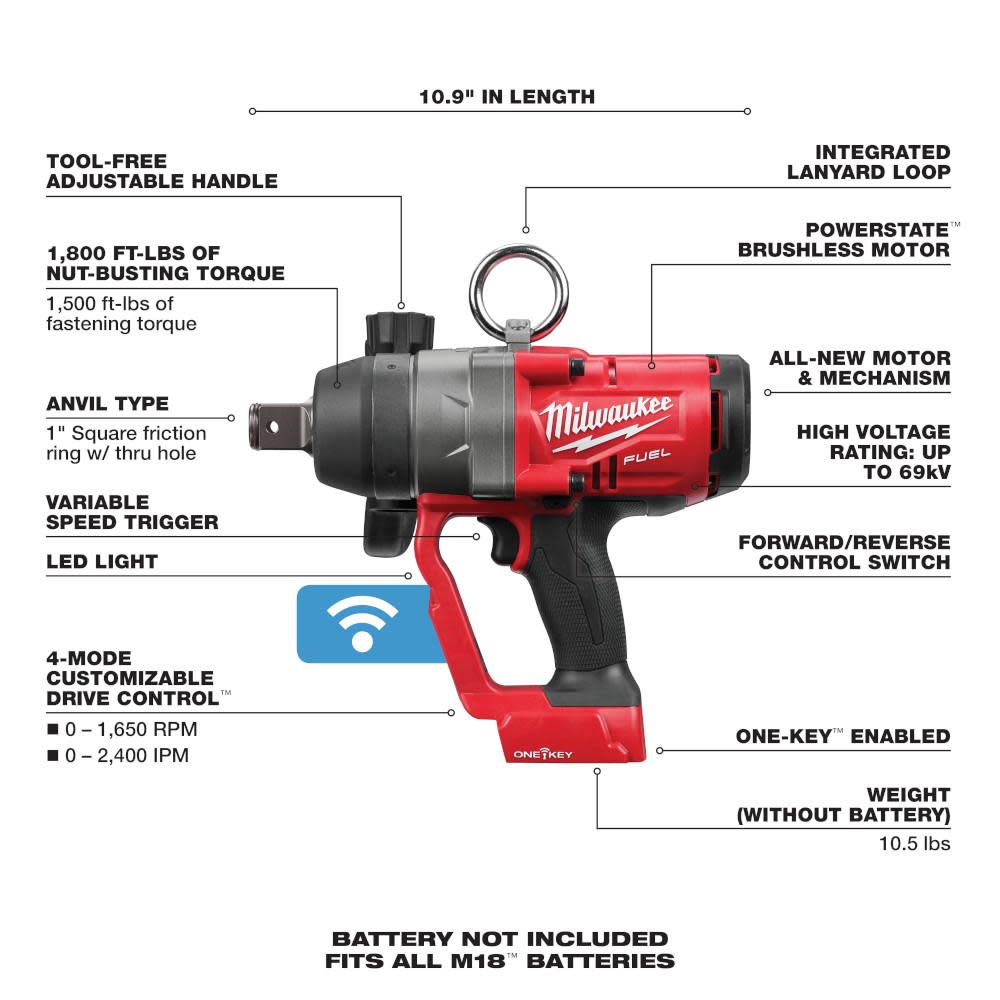 Milwaukee M18 FUEL 1 in. HTIW with ONE-KEY-Reconditioned - Ascmtools