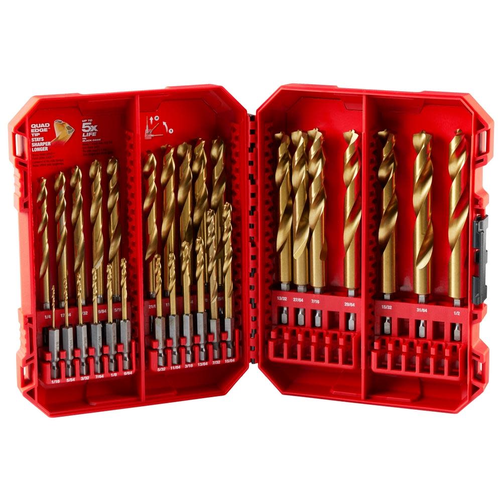 Milwaukee SHOCKWAVE Impact Duty RED HELIX Titanium Drill Bit Set 29pc - Ascmtools