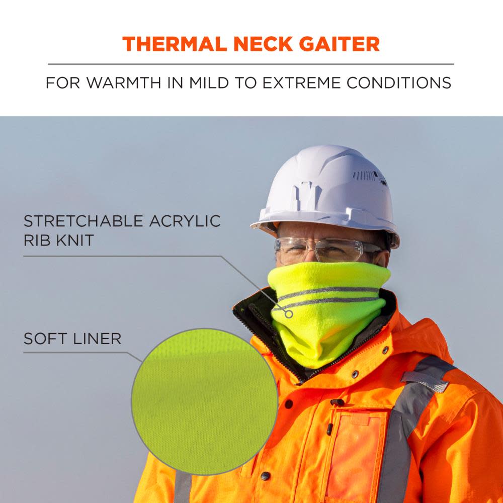Ergodyne N-Ferno 6961 Lime Reflective Winter Neck Gaiter - Ascmtools