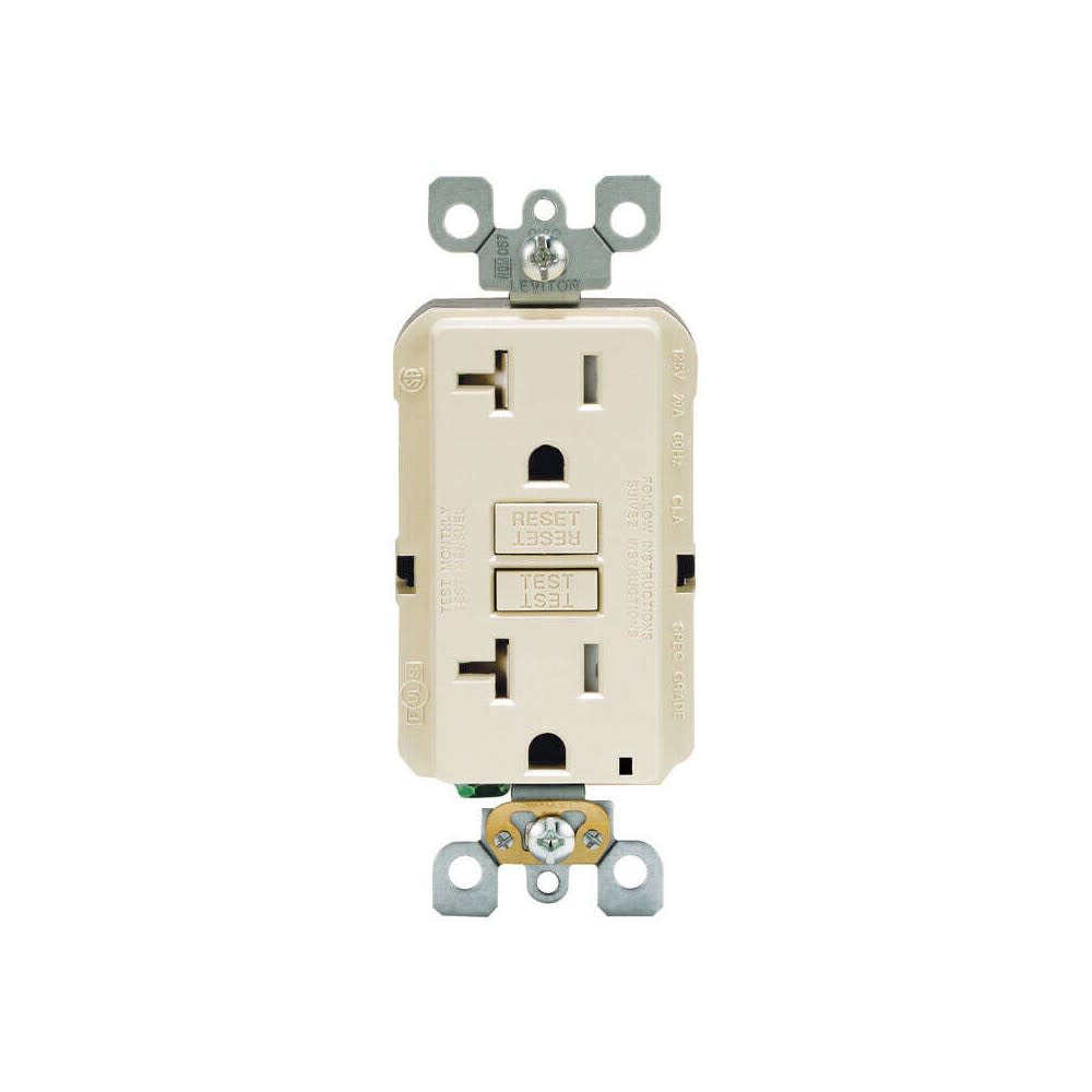 Leviton SmartlockPro NEMA GFCI Outlet 20A 125V Duplex LightAlmond - Ascmtools
