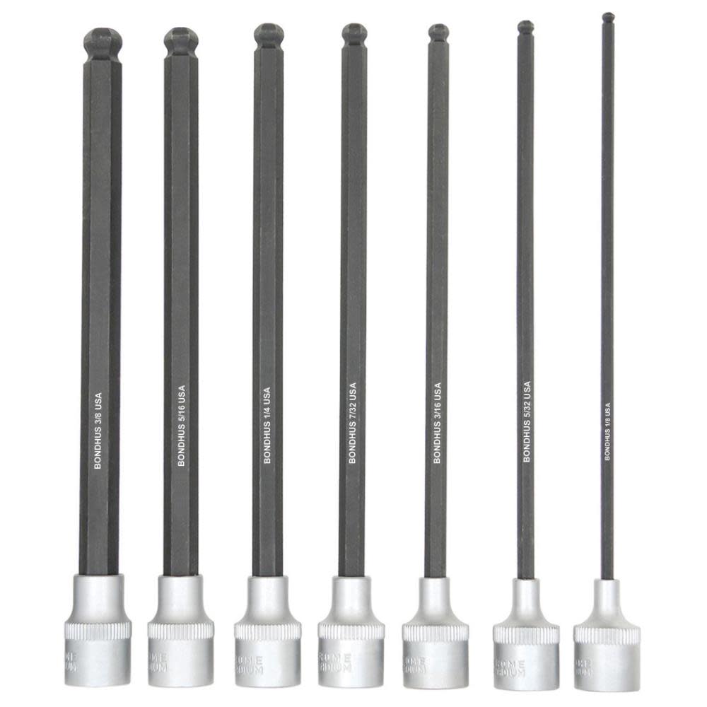 Bondhus Set 7 Ball End x 6 In. with Sockets 1/8 In. to 3/8 In. - Ascmtools