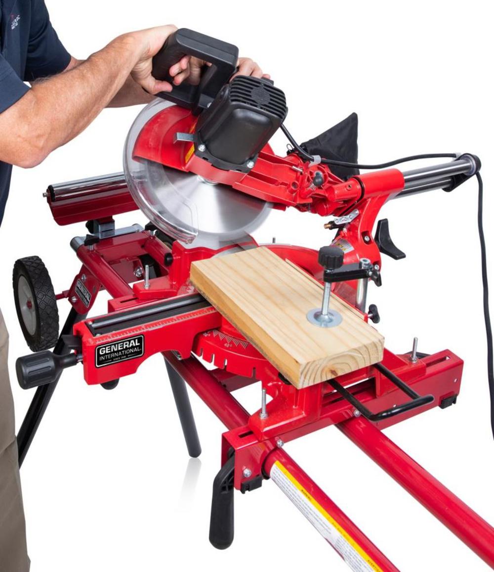 General International 10″ Sliding Miter Saw Laser Alignment 15 Amp - Ascmtools