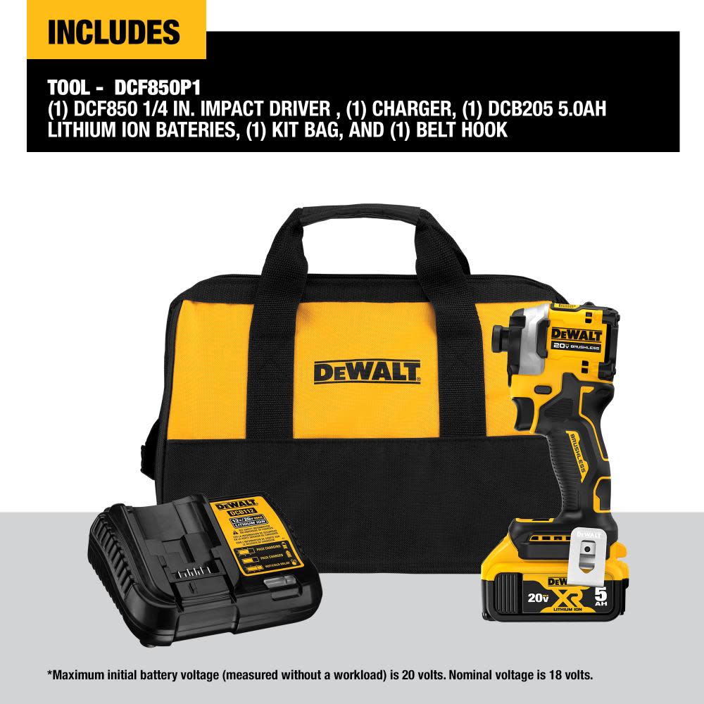 DEWALT ATOMIC 20V MAX Impact Driver Kit 1/4″ 3 Speed Brushless Cordless - Ascmtools