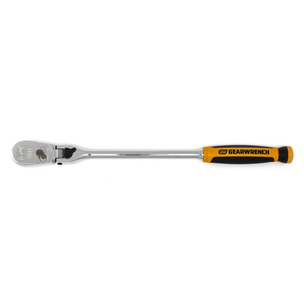GEARWRENCH 3/8″ Drive 90-Tooth Dual Material Locking Flex Head Teardrop Ratchet 13″ - Ascmtools