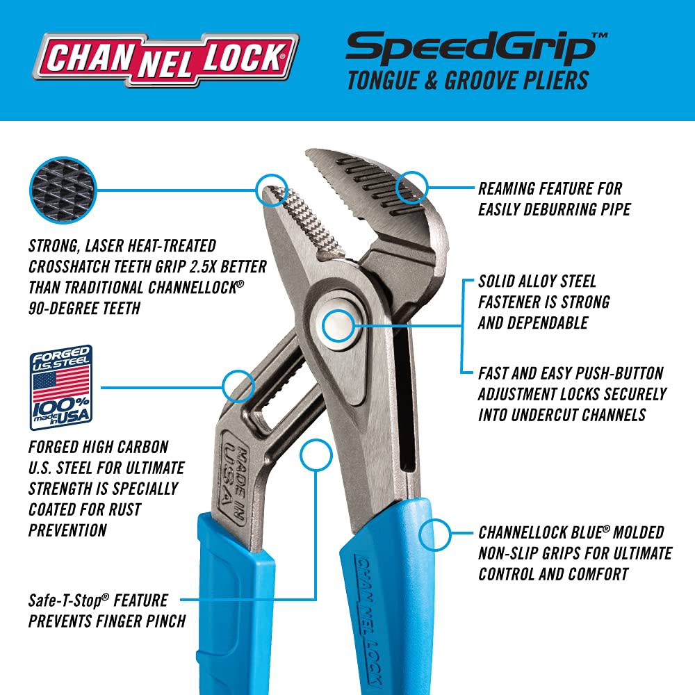 Channellock SpeedGrip Tongue & Groove Pliers Set 2pc - Ascmtools