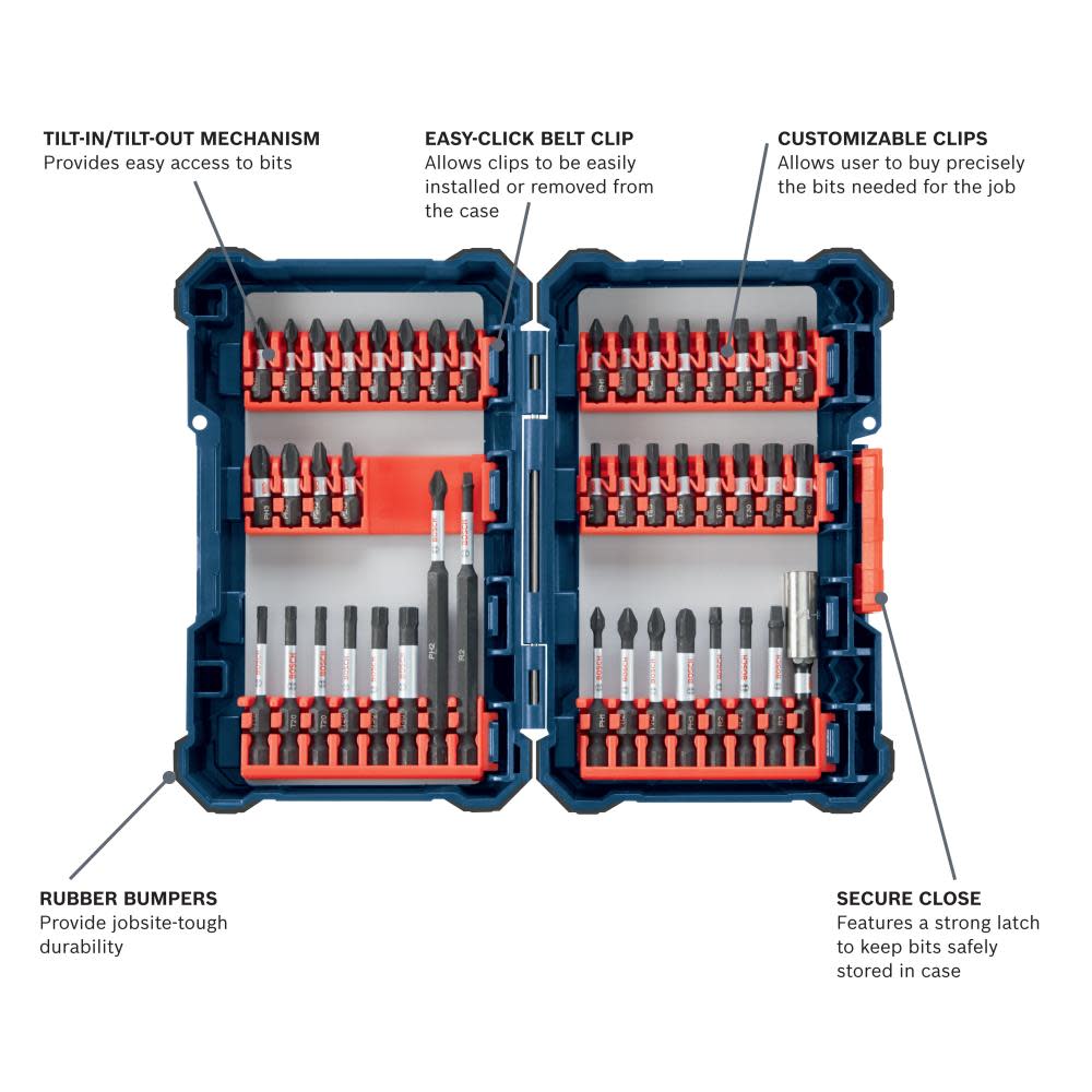 Bosch 44 pc. Impact Tough Screwdriving Custom Case System Set - Ascmtools