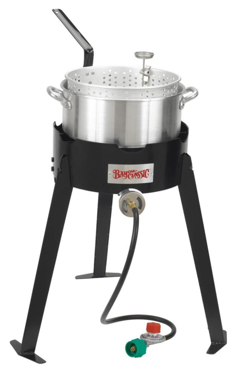 Bayou Classic 22 In. Tall Aluminum Fish Cooker with 10-Qt. Fry Pot and Perforated Basket - Ascmtools