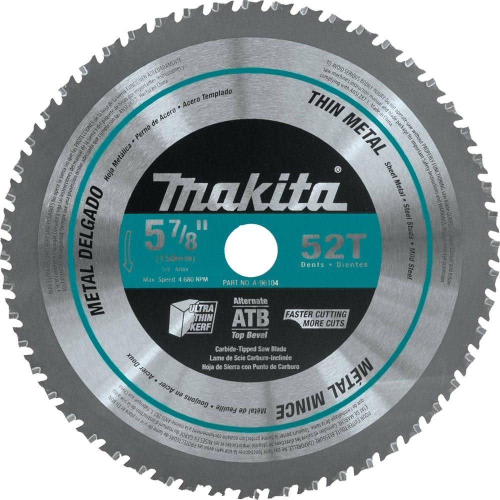 Makita 5-7/8 in. 52T Carbide-Tipped Thin Metal Saw Blade - Ascmtools