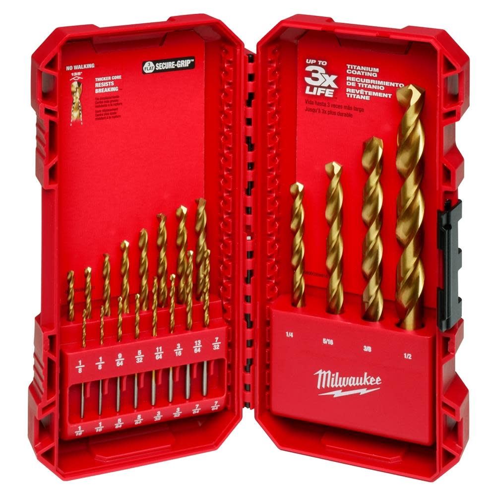 Milwaukee Thunderbolt Titanium Coated Drill Bit Set 20pc - Ascmtools