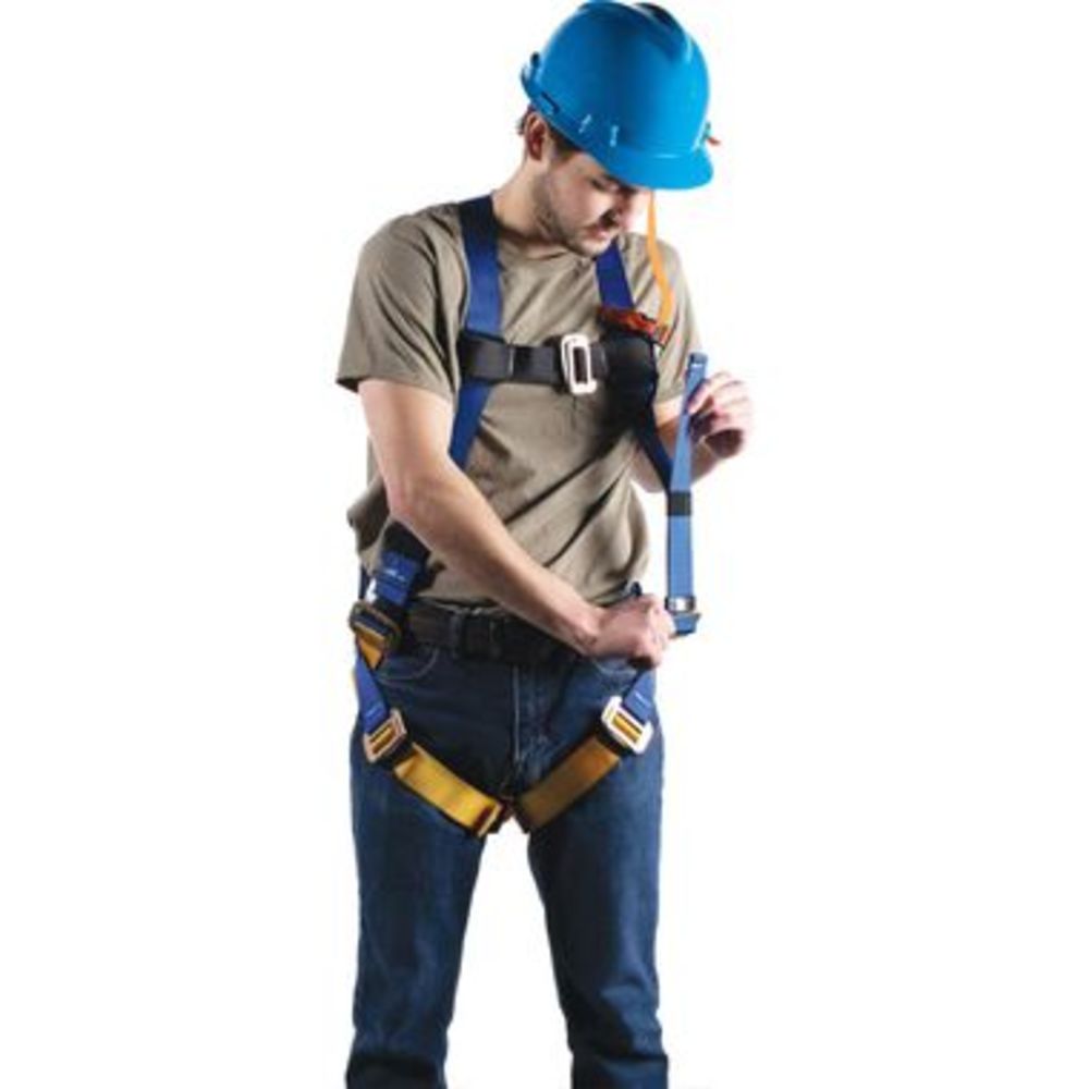Werner Werner BaseWear Standard Harness with Attached 6′ DeCoil Lanyard Pass Through Legs Universal - Ascmtools