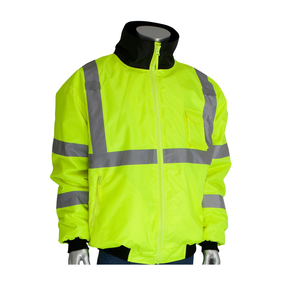 Protective Industrial Products ANSI R3 Bomber Jacket Hi Vis Lime Yellow Small - Ascmtools