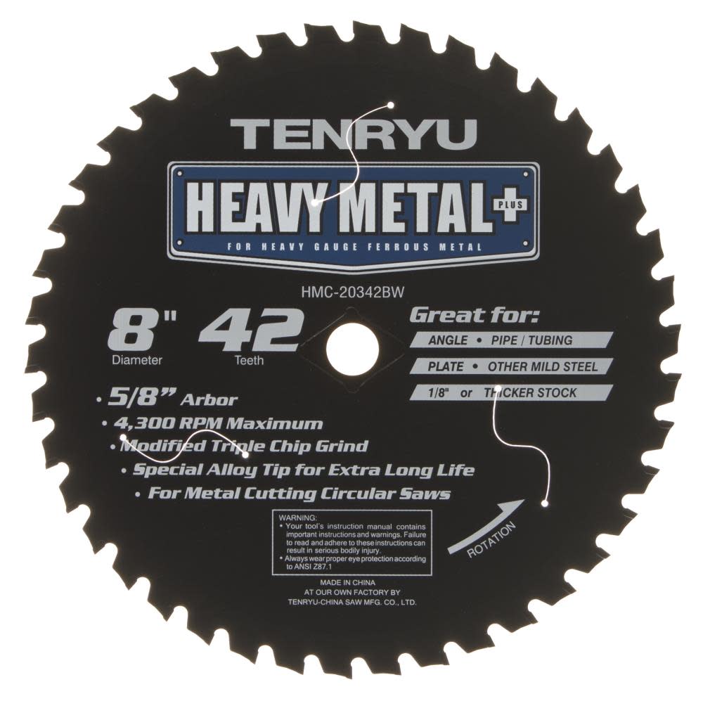 Tenryu 8In x 42T MTCG Heavy Metal Saw Blade - Ascmtools