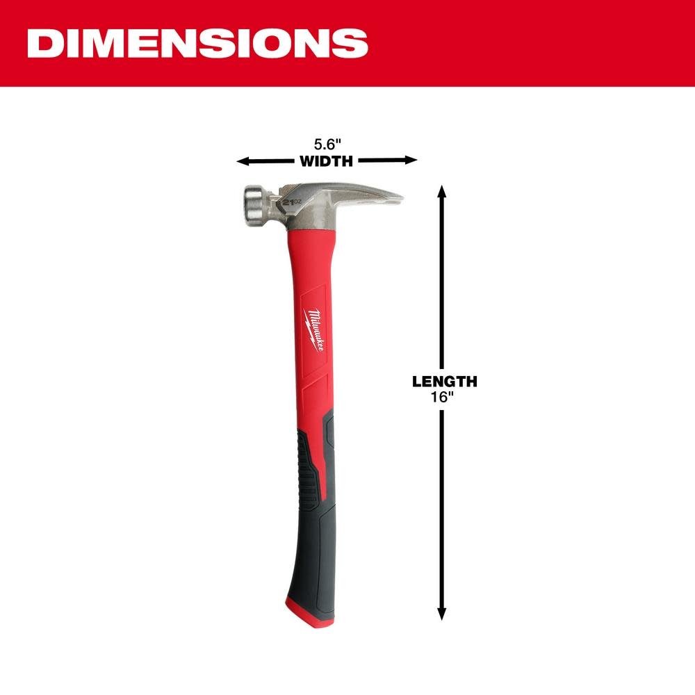 Milwaukee 21oz Milled Face Poly/Fiberglass Handle Hammer - Ascmtools